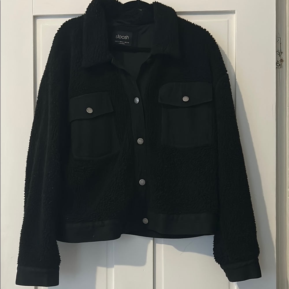 Black Teddy Jacket Cozy Outerwear